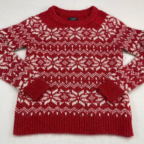 Y2K Abercrombie & Fitch Knit Snowflake Sweater size M Red Preppy Christmas - Picture 3 of 6